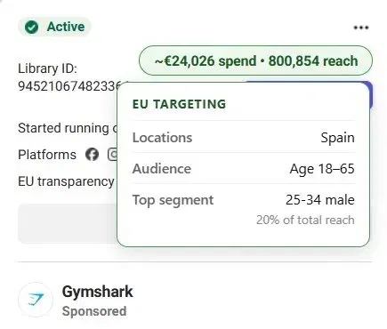 AdLens EU targeting breakdown panel